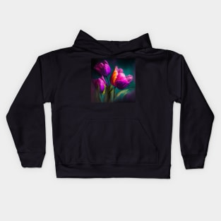 Magenta Flower Tulips Kids Hoodie